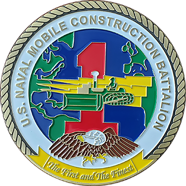 A close up of the seal for the naval mobile construction battalion