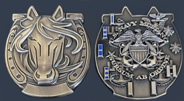 A close up of two different medals