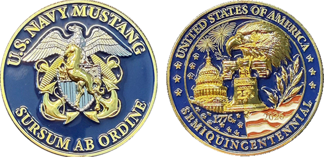 Navy Mustang commemorative gold-blue medallions