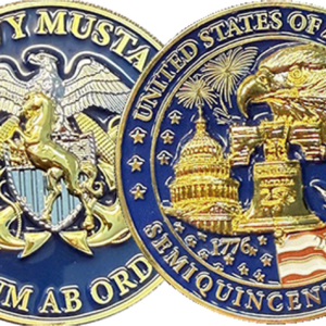 NEW 250TH USA ANNIVERSARY / NAVY MUSTANG COIN - 2"