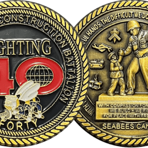 A picture of two different coins with the words " fighting 1 0 forty ".