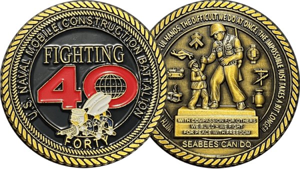 A picture of two different coins with the words " fighting 1 0 forty ".