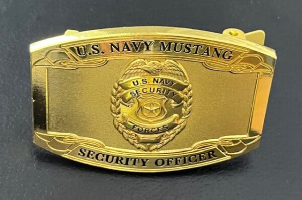 U.S. NAVY MUSTANG SECURITY OFFICER BELT BUCKLE