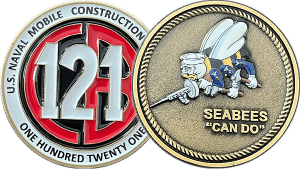 NAVAL MOBILE CONSTRUCTION BATTALION 121 ~ COMMAND COIN ~ 1.75" - Image 3