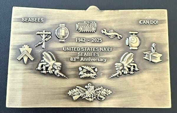 83rd Seabee Birthday Anniversary Coin ~ 3.25 " ~ Antique Finish - Image 3