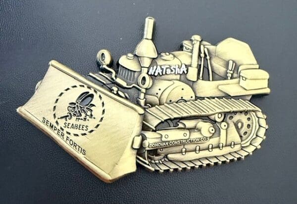 80TH Seabee Anniversary Coin ~ Natasha Bulldozer ~ Antique Finish